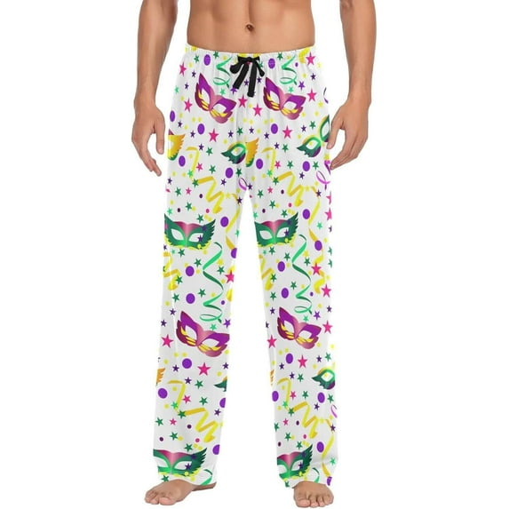 GZHJMY Mardi Gras Pajama Pants for Men, Lounge Pants Lightweight Men Pajama Bottoms with Drawstring Pockets, Christmas New Year Birthday Gifts, Small