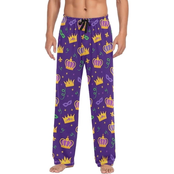 GZHJMY Mardi Gras Pajama Pants for Men, Lounge Pants Lightweight Men Pajama Bottoms with Drawstring Pockets, Christmas New Year Birthday Gifts, Small