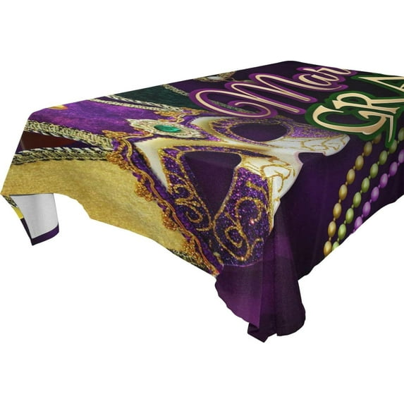 GZHJMY Mardi Gras Rectangle Tablecloth, Waterproof Stain Wrinkle Resistant Washable Polyester Table Cover for Picnic Dinner Holiday Kitchen Party Decor, 54 x 72 in Home Decor