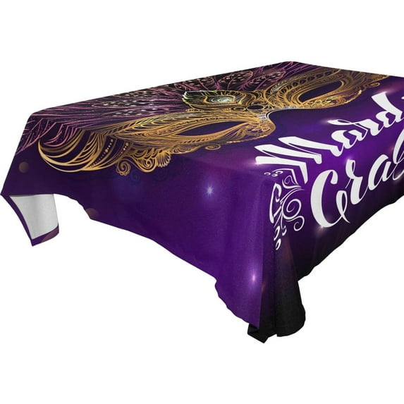 GZHJMY Mardi Gras Rectangle Tablecloth, Waterproof Stain Wrinkle Resistant Washable Polyester Table Cover for Picnic Dinner Holiday Kitchen Party Decor, 60 x 120 in Home Decor