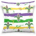thumbnail image 1 of GZHJMY Mardi Gras Throw Pillow Covers Fleur De Lis Watercolor Sofa Carnival Party Decor Pillowcase Back Cushion Cover Fat Tuesday 20" × 20", 1 of 6