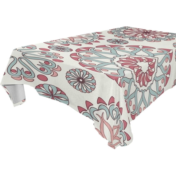 GZHJMY Medallion Tablecloth, Rectangle Waterproof Washable Polyester Table Cover for Picnic Dinner Holiday Party Decor, 54 x 72 Inch