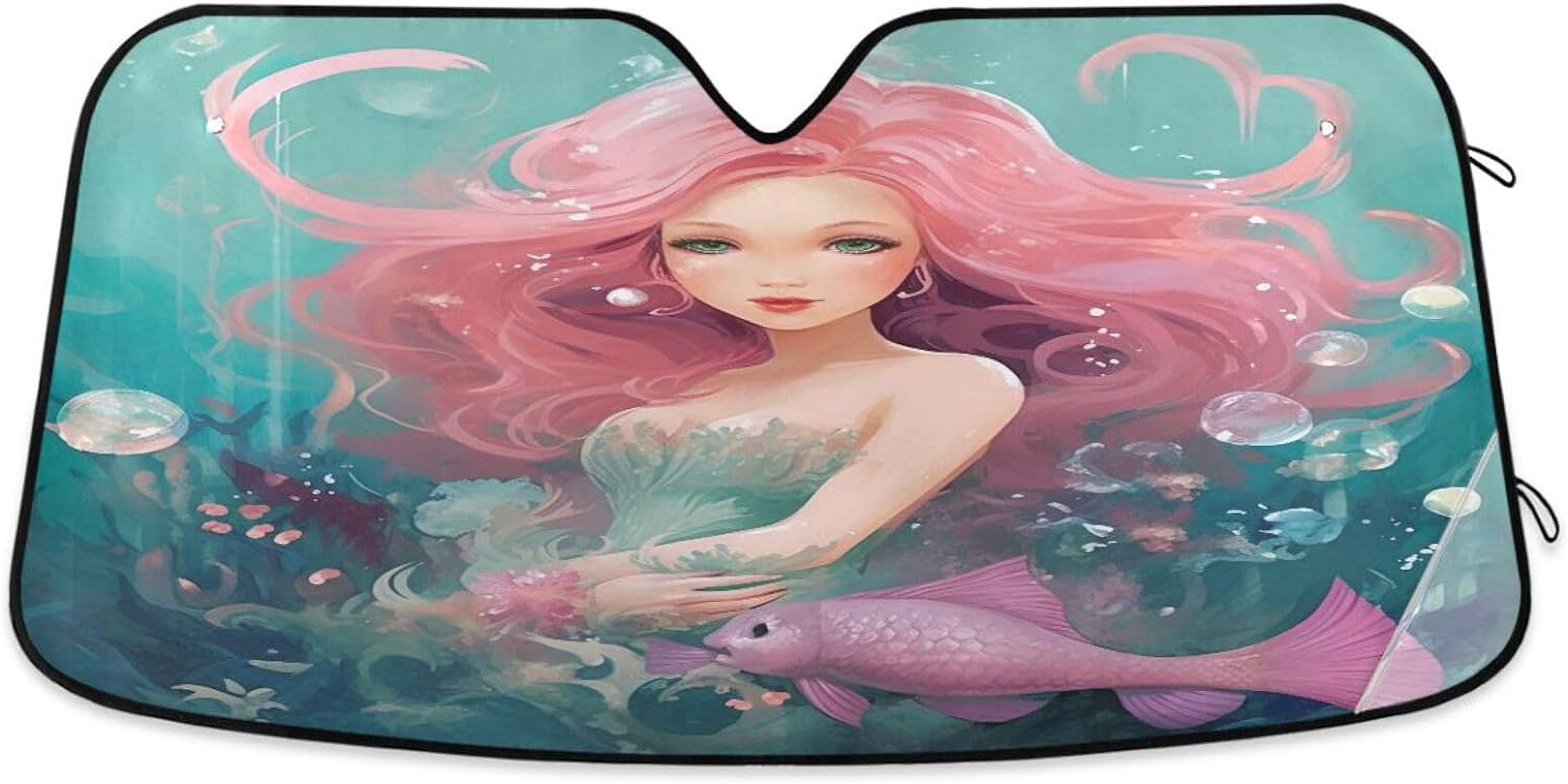 GZHJMY Mermaid Car Windshield Sun Shade Foldable Sun Shield Shade for ...