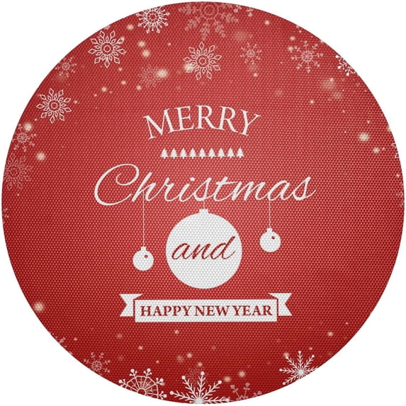 GZHJMY Merry Christmas Round Placemats Set of 4, Non-Slip PVC Table Mats Washable Heat Resistant Place Mats for Kitchen Dining Table Christmas Home Decor, 15.4 Inch Table Mat