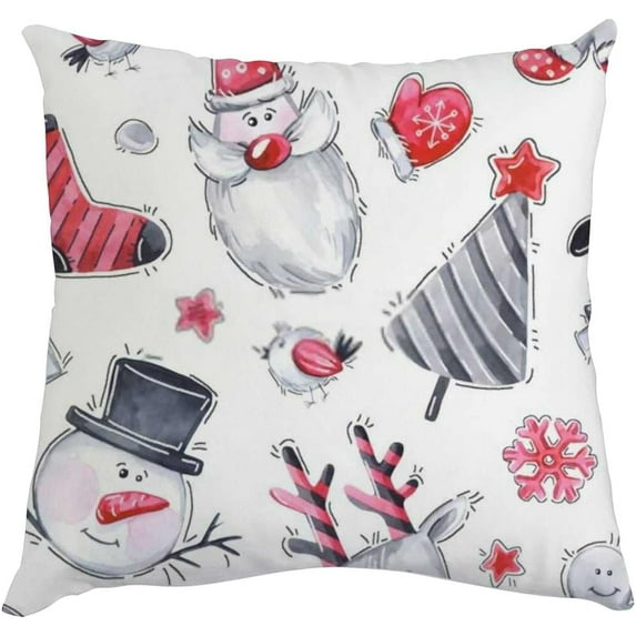 GZHJMY Merry Christmas Snowman Throw Pillow Cases Pillow Covers 1 Pack Cushion Cases with Zipper for Sofa Couch Bedroom Christmas Winter Holiday 18x18 Inch Home Decor