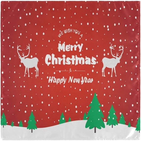 GZHJMY Merry Christmas Winter Cloth Napkins Washable Reusable Polyester Dinner Napkins 20 x 20 Inch for Home Weddings Parties Holiday Table Napkins Set of 4
