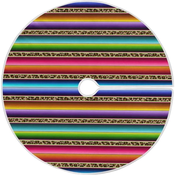 GZHJMY Mexican Leopard Stripe Christmas Tree Skirt 36" Christmas Decorations Indoor Outdoor Tree Skir for Home Holiday Party Decorations Gift