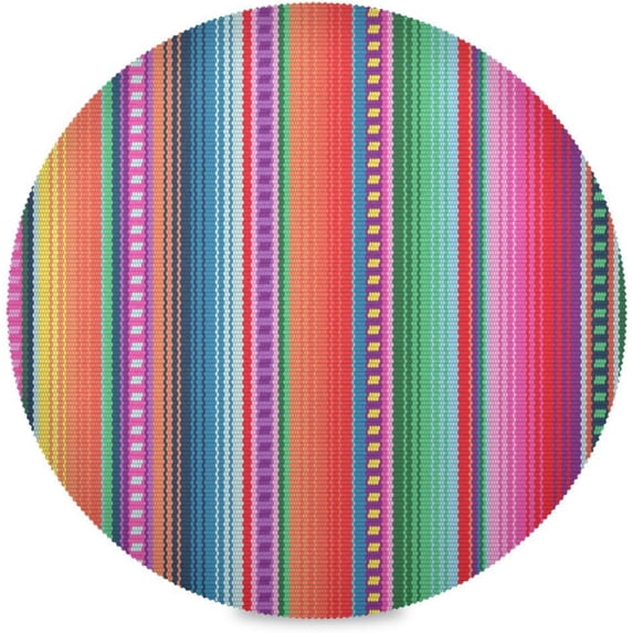 GZHJMY Mexican Serape Blanket Stripes Round Placemats Set of 1, Non-Slip Table Mats Washable Heat Resistant Place Mats for Kitchen Dining Table Home Decor, 15.4 Inch Table Mat