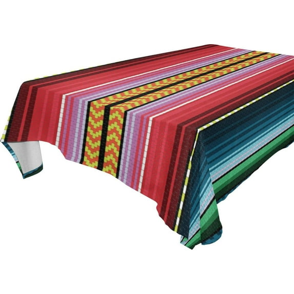 GZHJMY Mexican Serape Blanket Stripes Tablecloth, Rectangle Waterproof Washable Polyester Table Cover for Picnic Dinner Holiday Party Decor, 60 x 60 Inch