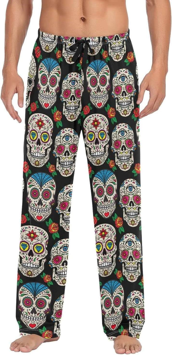 GZHJMY Mexican Skulls Pajama Pants, Mens Lounge Pants Super Soft Men