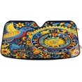 thumbnail image 1 of GZHJMY Mexican Talavera Car Windshield Sun Shade Foldable Sun Shield Shade for Blocks UV Rays Protector-Keeps Your Vehicle Cool for Most Sedans SUV Truck,55"x27.6", 1 of 7