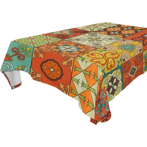 GZHJMY Mexican Talavera Square Tablecloth, Waterproof Stain Wrinkle Resistant Washable Polyester Table Cover for Picnic Dinner Holiday Kitchen Party Decor, 60 x 60 in Home Decor