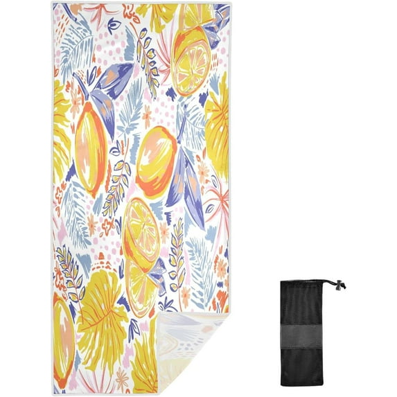 GZHJMY Microfiber Beach Towel,Palm Lemon Super Absorbent Sport Towel with Pouch,Quick Dry Pool Towels Pool Blanket for Swimming,Picnic,Yoga Gym 31×71in Bath Towels