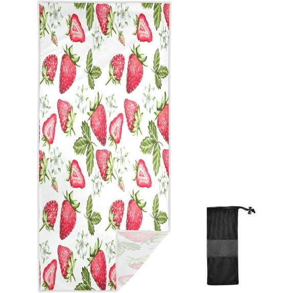 GZHJMY Microfiber Beach Towel,Strawberry Super Absorbent Sport Towel with Pouch,Quick Dry Pool Towels Pool Blanket for Swimming,Picnic,Yoga Gym 31×71in Bath Towels