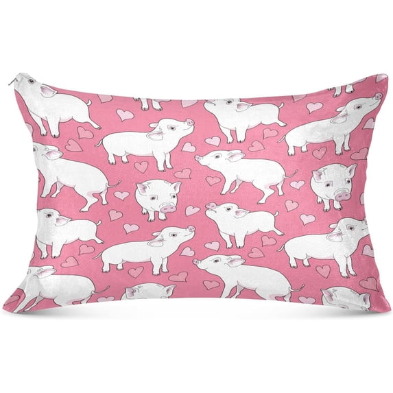 GZHJMY Mini Pigs Pillowcase King Size, Super Soft Pillow Shams Covers, Plush Cozy Pillow Cases with Zipper, 20" X 40"(189)