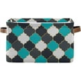 thumbnail image 1 of GZHJMY Moroccan Pliad Black Green Print Foldable Storage Bin Bedroom/Office Rectangular Canvas Basket 14.2"x10.2", 1 PCS Cube Organizer Boxes with Handles for Books/Clothes/Toys, 1 of 7