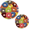 thumbnail image 1 of GZHJMY Multicolored Donuts Trivets Pot Holders Set of 2, Hot Pads, Table Mats,Placemats Set for Cooking and Baking, Cotton Braided Hot Pads, 7.09"+9.45", 1 of 7