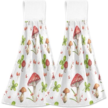 Tea & Coffee Theme Kitchen Towels - 2 Pack Hanging Dish Cloths With Magic Sticker 12x17 Inches