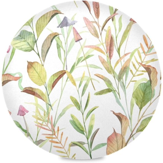 GZHJMY Mushroom Leaves Round Placemats Non-Slip Heat Resistant Placemat for Dining Table Kichen Party Table Diameter Decor 15.4 inch Set of 4 Table Mat