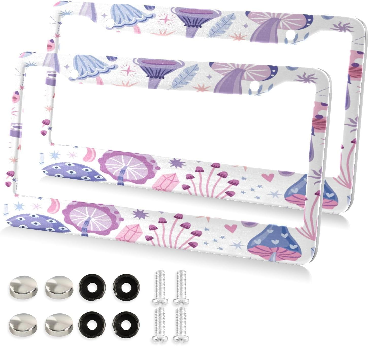 DADHOT,2 Pcs License Plates Cover Black Unbreakable Dark Design Fits All Standard 6x12 Inches License Plates Protect Your Front Back License Plates