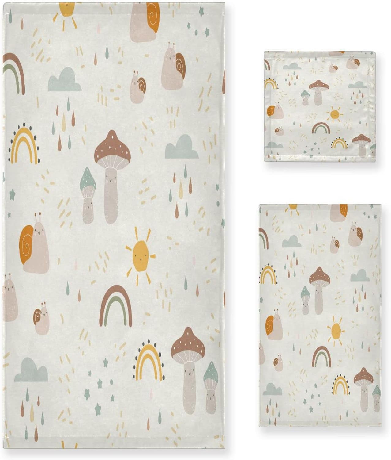 GZHJMY Mushroom Rainbow Towel Set of 3, Ultra Soft and Absorbent Bath