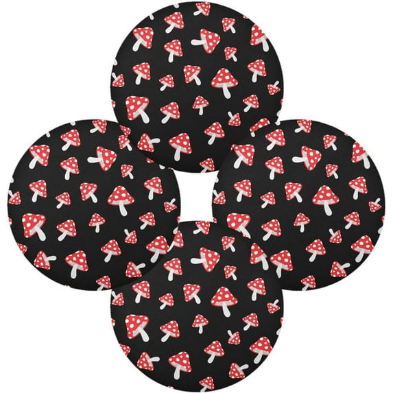 GZHJMY Mushroom Round Placemats, 4 Pack Table Mats for Kitchen Washable Non-Slip Place Mats Heat Resistant Place Mats for Kitchen Dining Table Decoration