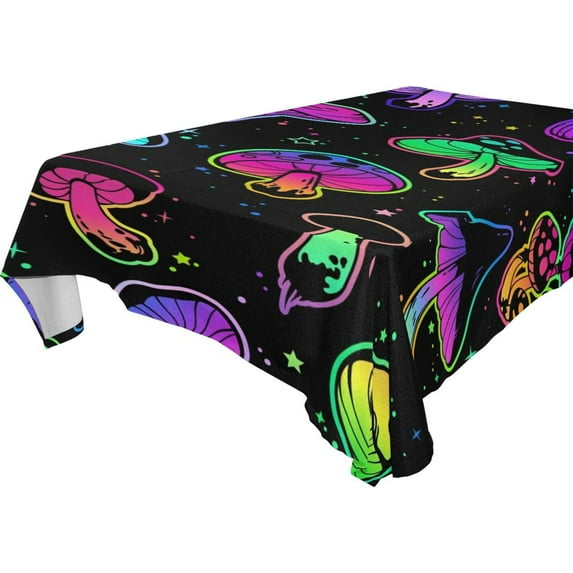GZHJMY Mushroom Tablecloth, Rectangle Waterproof Washable Polyester Table Cover for Picnic Dinner Holiday Party Decor, 54 x 54 Inch
