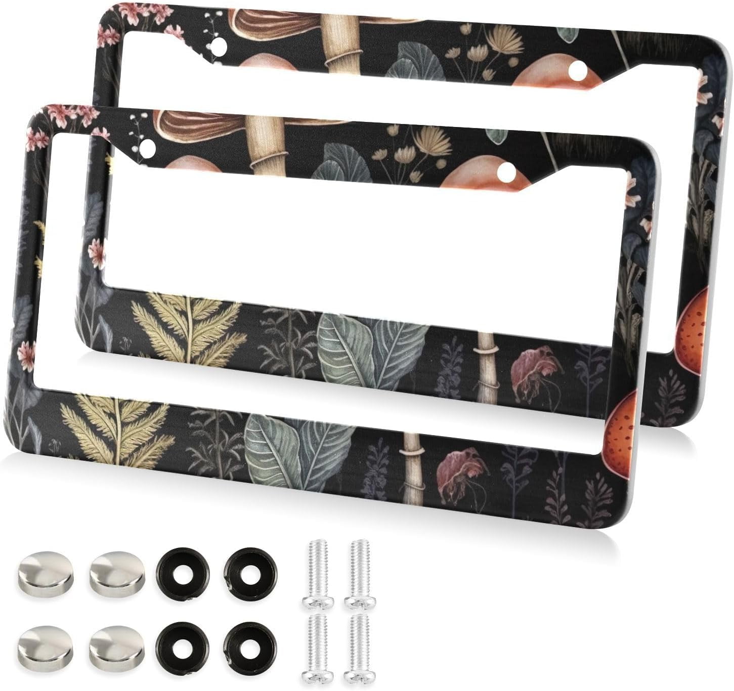 BEIANSHUO Mushroom Design License Plate Frames (2-Pack) - Aluminum, Universal Fit With Screws & Caps - View #12