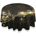 thumbnail image 1 of GZHJMY Music Note Gold Black Polyester Fiber Round Lace Tablecloth, Delicate Table Decoration Items, Protect Your Table (60 Inches/Diameter)., 1 of 7