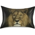 thumbnail image 1 of GZHJMY Natural Portrait Lion Satin Pillowcase for Hair and Skin Silk Pillowcase, Standard Size(20x26 inches) - Slip Cooling Satin Pillow Covers with Envelope Closure, 1 of 7