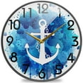 thumbnail image 1 of GZHJMY Nautical Anchor Icon with Chain Paint Splashes Print Round Wall Clock, 9.5 Inch Silent Battery Operated Quartz Analog Quiet Desk Clock for Home,Office,School,Library, 1 of 7
