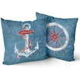 thumbnail image 1 of GZHJMY Navy Blue Nautical Throw Pillow Covers Coastal Anchor Rudder Beach Set of 2 Outdoor Throw Pillows Decorative Cushion Covers for Couch Bed Sofa 16x16 Inches Pillowcases, 1 of 7