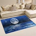 thumbnail image 1 of GZHJMY Ocean Area Rug 3'x5', Night Sky with Moon Stars and Clouds Polyester Area Rug Mat for Living Dining Dorm Room Bedroom Home Decorative, 1 of 6