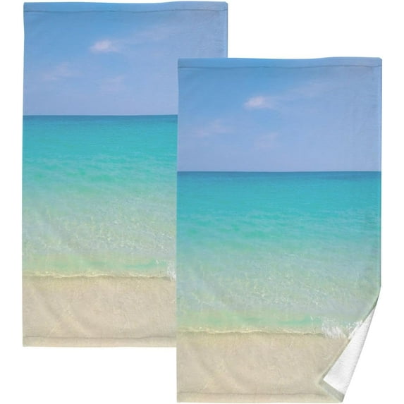 GZHJMY Ocean Beach Print Pure Cotton Hand Towels for Bath Decorative Guest Towels Fingertip Towels for Bathroom Spa Gym, 2-Piece, 16 x 28 inches(229)