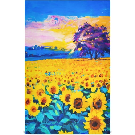 GZHJMY Oil Painting Sunflowers Kitchen Towels Set of 1 Dishcloths Hand Towels Tea Towels Ultra Absorbent for Cleaning Washing Drying Dishes Tableware 28'' x 18''