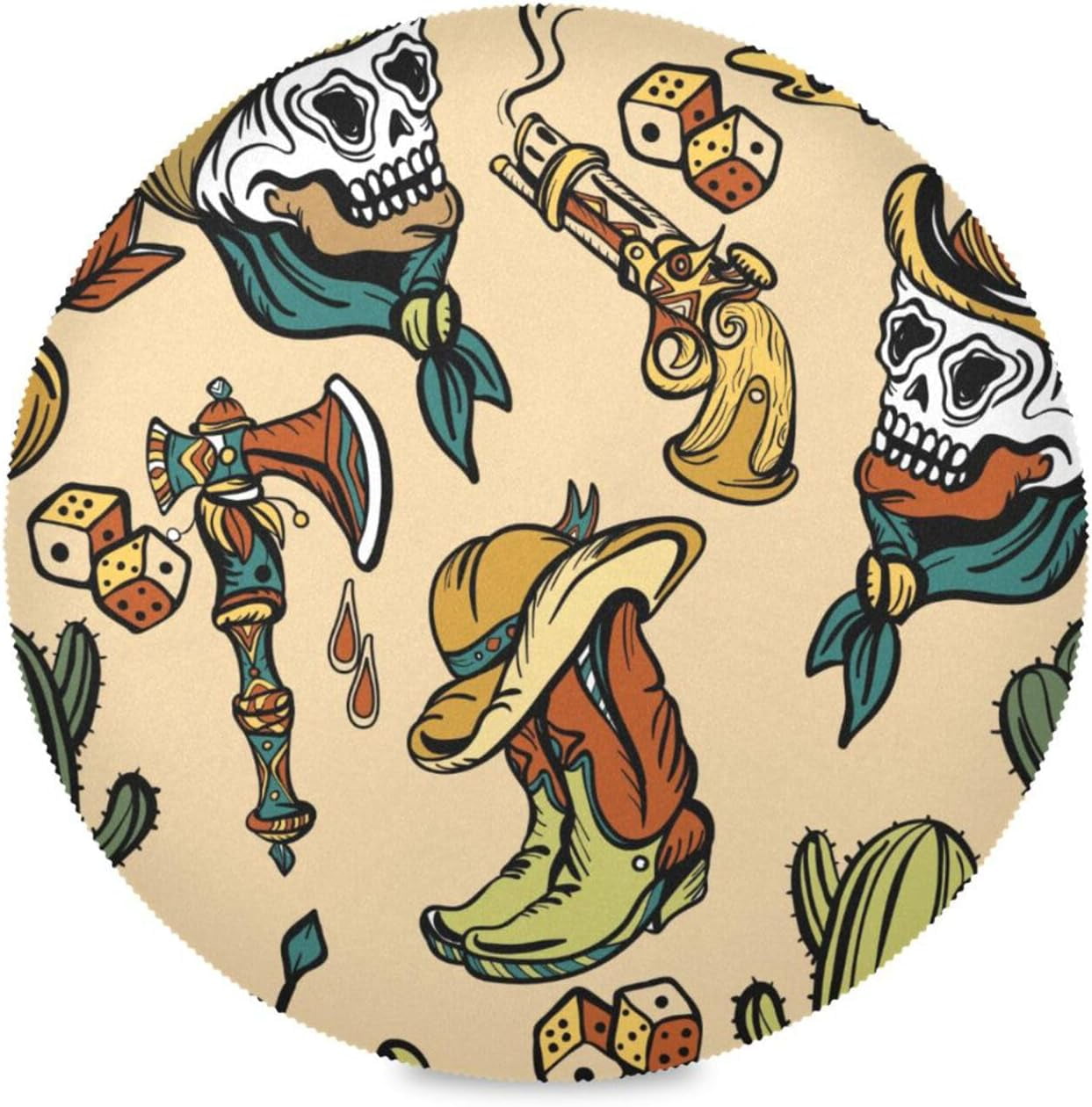 GZHJMY Old School Tattoo Round Placemats NonSlip Heat Resistant