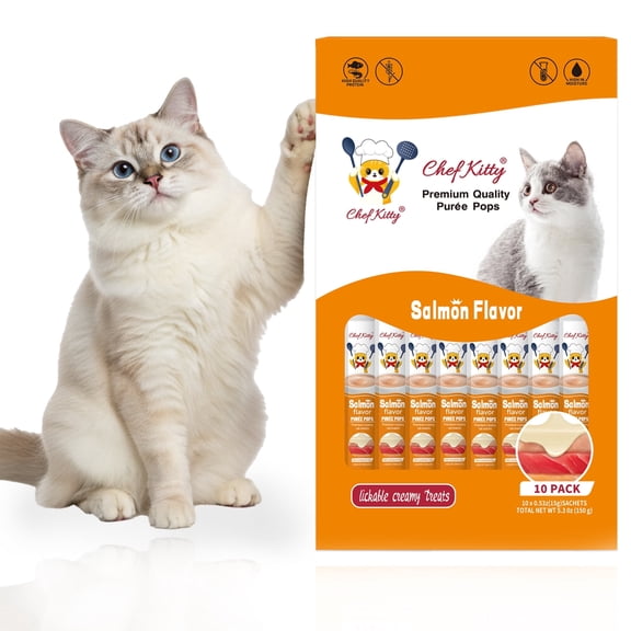 Chef Kitty Pops - Creamy Purée Cat Treat - Salmon 10 Pack