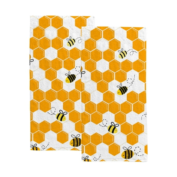 GZHJMY Orange Seamless Pattern with flying bee. Bath Shower Towels Set of 2 for Bathroom - Cute Ghost Soft Microfiber Hand Towel Absorbent Soft Decorative Face Towel for Kids 30 x 15 inch