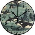 thumbnail image 1 of GZHJMY Orca Whales Wall Clock, PVC Silent Non Ticking 10 Inch Battery Operated Wall Clocks, Easy to Read Clock for Home Kitchen Living Room Bathroom Office Decor, 1 of 6