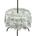 thumbnail image 1 of GZHJMY Outdoor Tablecloth with Zippered Umbrella Hole, Machine Washable, 60-Inch Round, for Indoor Outdoor Gatherings, Green Leaf Flower, 1 of 7
