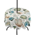 thumbnail image 1 of GZHJMY Outdoor Tablecloth with Zippered Umbrella Hole, Machine Washable, 60-Inch Round, for Indoor Outdoor Gatherings, Seashell Pattern, 1 of 7