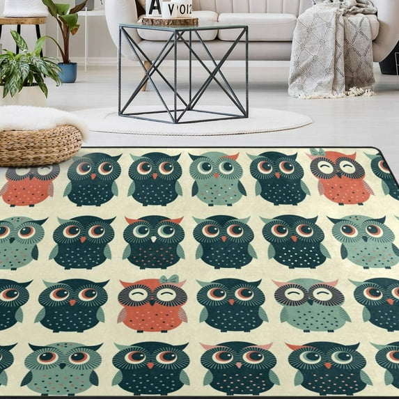 GZHJMY Owl Animal Non Slip Area Rug for Living Dinning Room Bedroom Kitchen, 1.7 ' x 2.6'(20 x 31 Inches / 50 x 80 cm), Cute Owl Animal Nursery Rug Floor Carpet Yoga Mat
