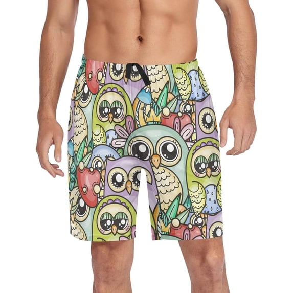 GZHJMY Owl Pajama Pants Short for Men, Lounge Pants Lightweight Men Pajama Bottoms with Drawstring Pockets, Christmas New Year Birthday Gifts, Medium