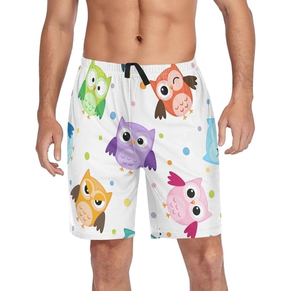 GZHJMY Owl Pajama Pants Short for Men, Lounge Pants Lightweight Men Pajama Bottoms with Drawstring Pockets, Christmas New Year Birthday Gifts, Small