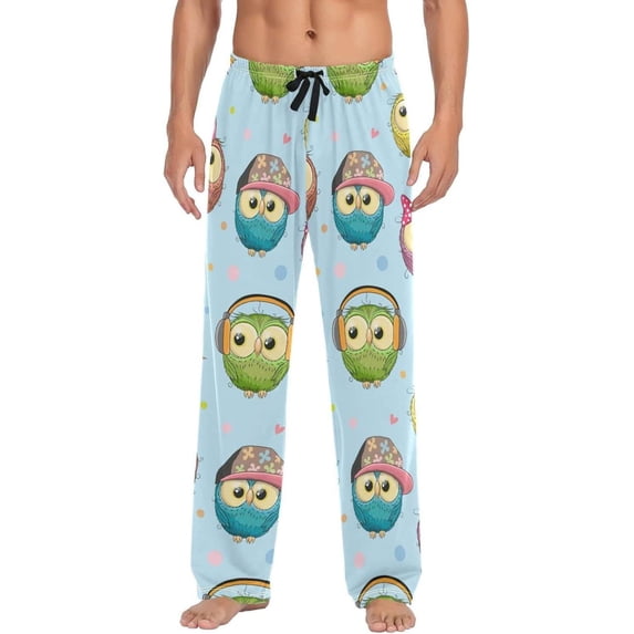 GZHJMY Owl Pajama Pants for Men, Lounge Pants Lightweight Men Pajama Bottoms with Drawstring Pockets, Christmas New Year Birthday Gifts, Large