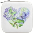thumbnail image 1 of GZHJMY PU Leather Jewelry Box, Watercolor Hydrangea Floral Heart with Butterflies Travel Jewelry Case Portable Jewelry Organizer Storage Holder Boxes for Necklace Bracelet Earrings Rings, 1 of 7