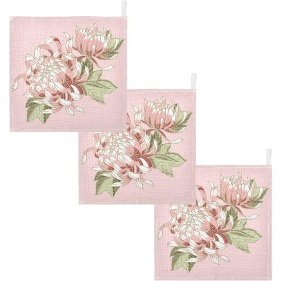 GZHJMY Painting Pink Chrysanthemum Baby Wash cloths Set Newborn Bath Face Towels Cotton Reusable Wipes Towels Soft Highly Absorbent Pack of 3