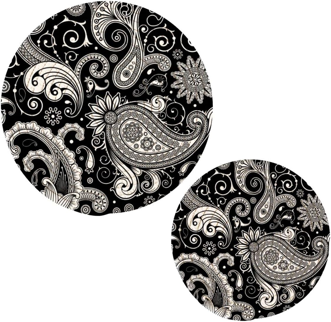 GZHJMY Paisley Black Trivets for Hot Pots and Pans and Pot Holders 2PCS