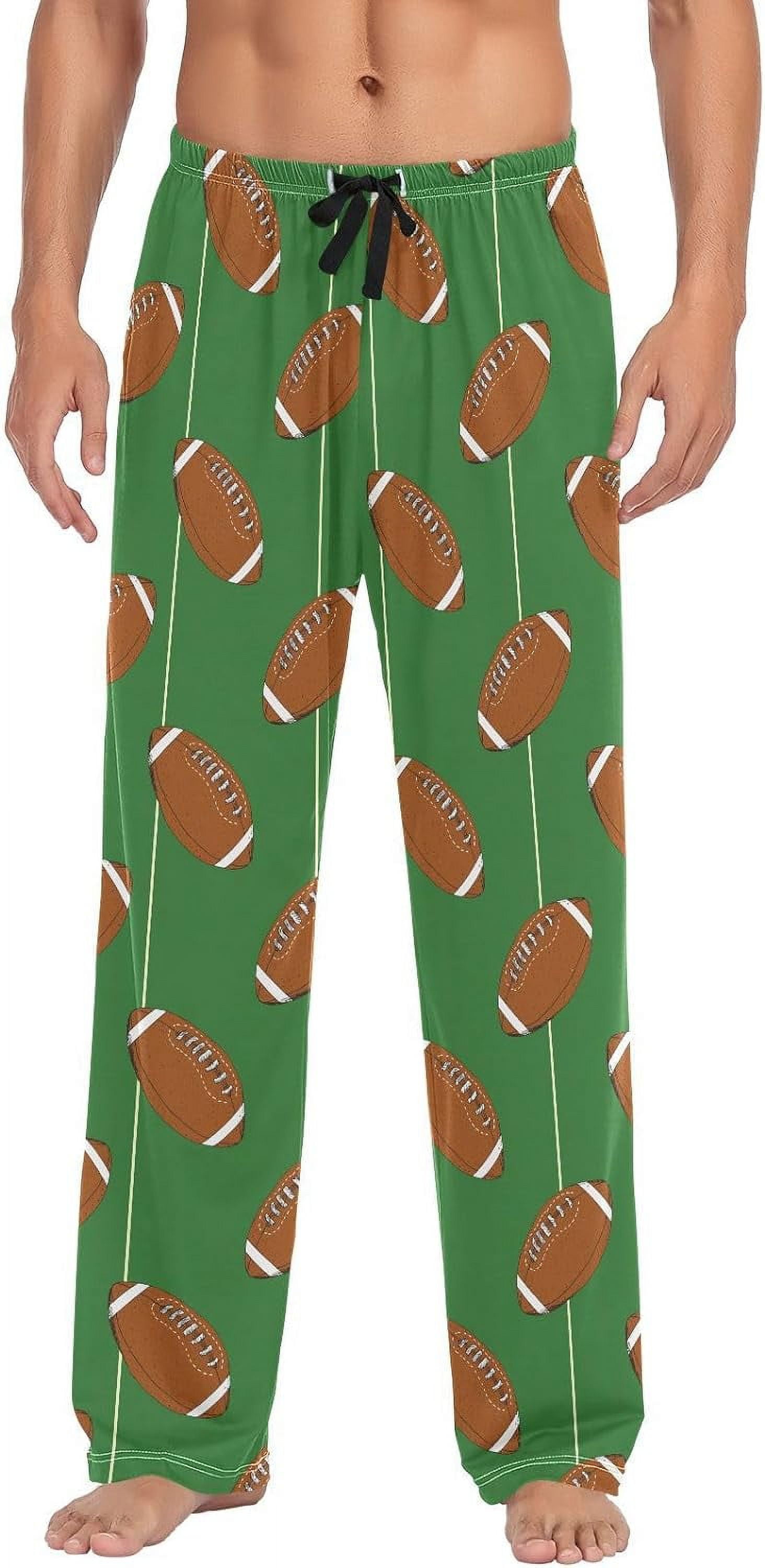 GZHJMY Pajama Pants for Men Cartoon Football Loose Lightweight PJs Lounge Sleep Bottoms with Pockets Drawstring Pajama Bottoms for Home and Rest Small Walmart