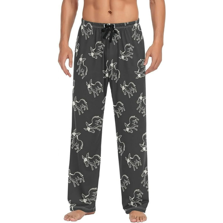 GZHJMY Pajama Pants for Men Donkey Black White Loose Lightweight PJs Lounge Sleep Bottoms with Pockets Drawstring Christmas New Year Birthday Gifts Small Walmart